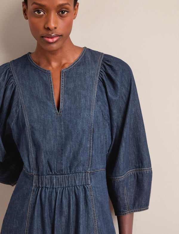 Jude Denim Maxi Dress - Dark Blue