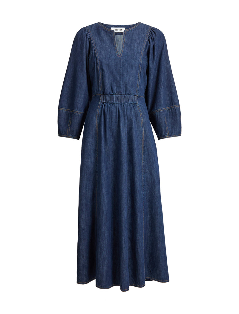 Jude Denim Maxi Dress - Dark Blue