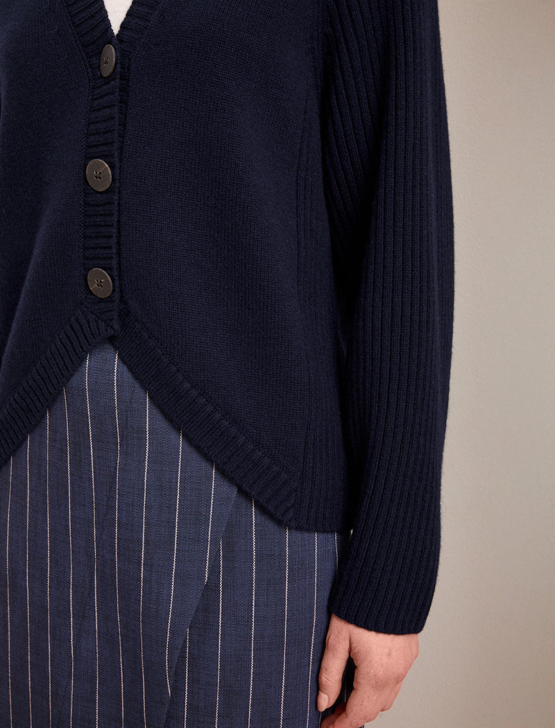 Camila Cashmere Blend Cardigan - Navy