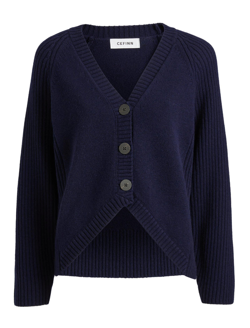 Camila Cashmere Blend Cardigan - Navy