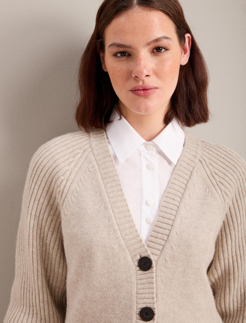 Camila Cashmere Blend Cardigan - Oatmeal