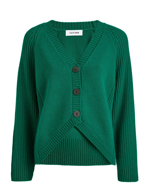 Camila Cashmere Blend Cardigan - Racing Green