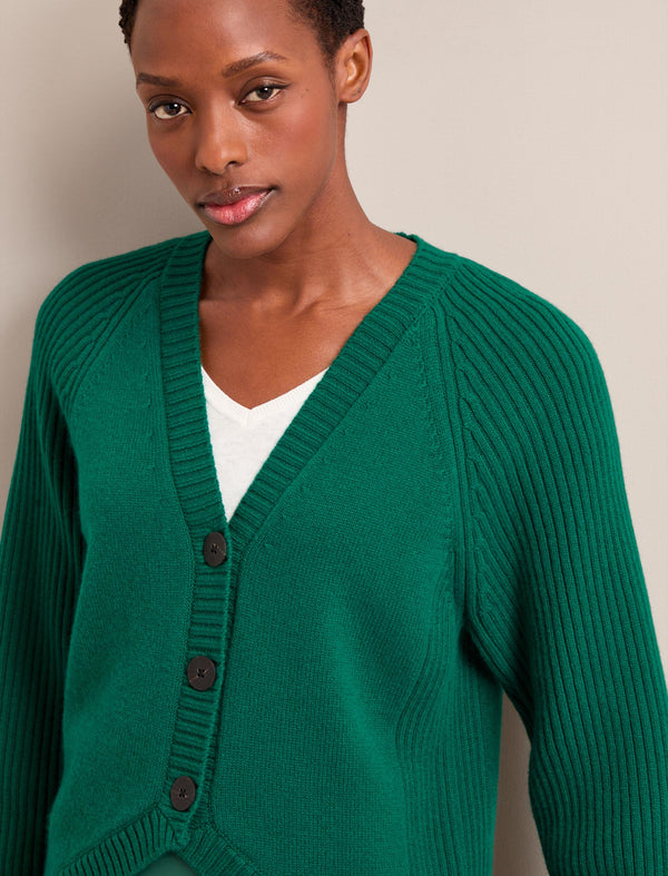 Camila Cashmere Blend Cardigan - Racing Green