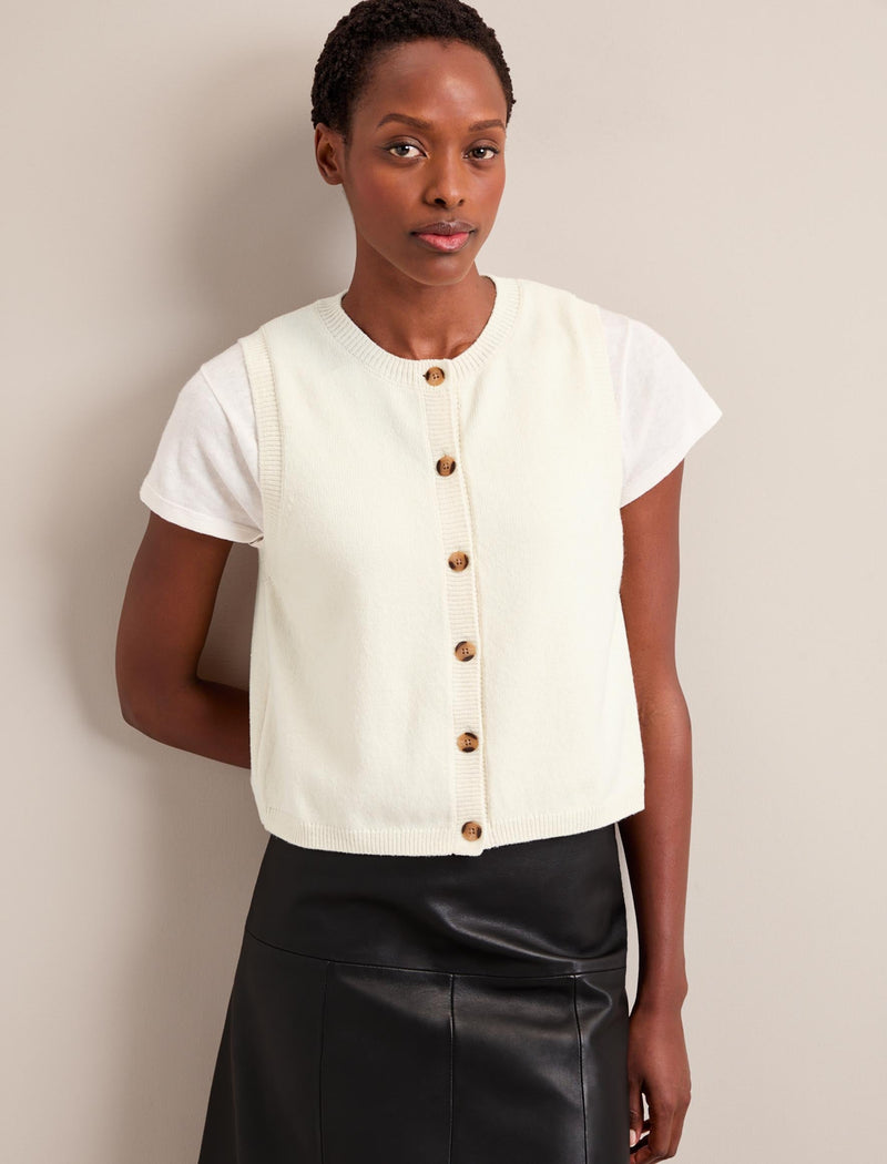 Wesley Cotton Blend Waistcoat - Cream