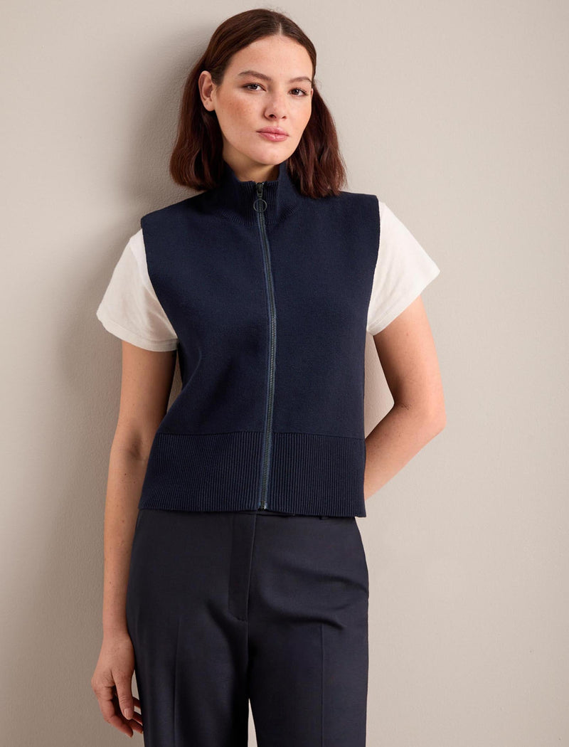 Reyna Sleeveless Zip Knit - Navy