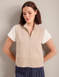 Reyna Sleeveless Zip Knit - Stone