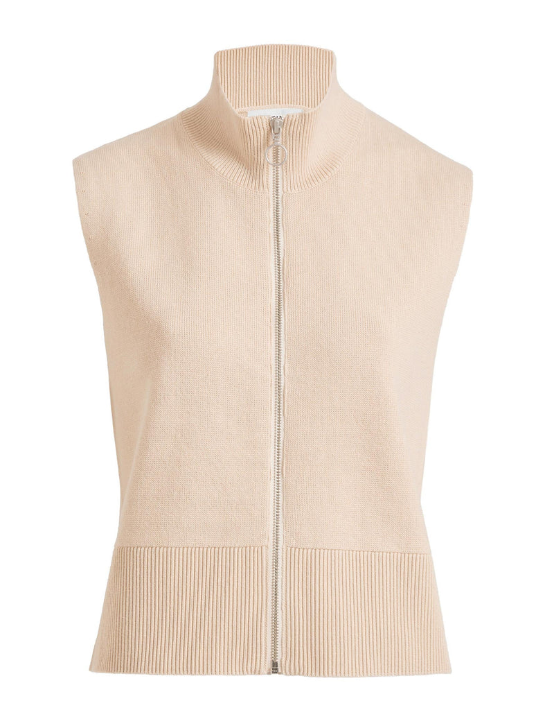 Reyna Sleeveless Zip Knit - Stone