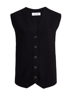 Waverly Longline Knitted Waistcoat - Black