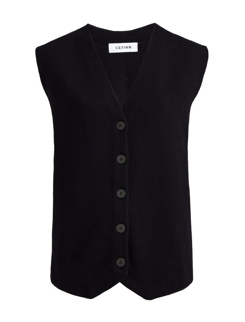 Waverly Longline Knitted Waistcoat - Black