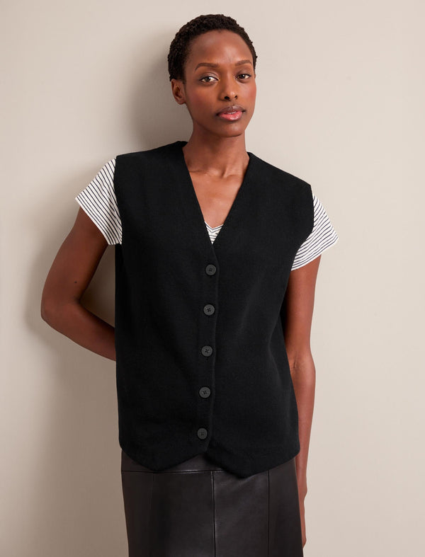 Waverly Longline Knitted Waistcoat - Black