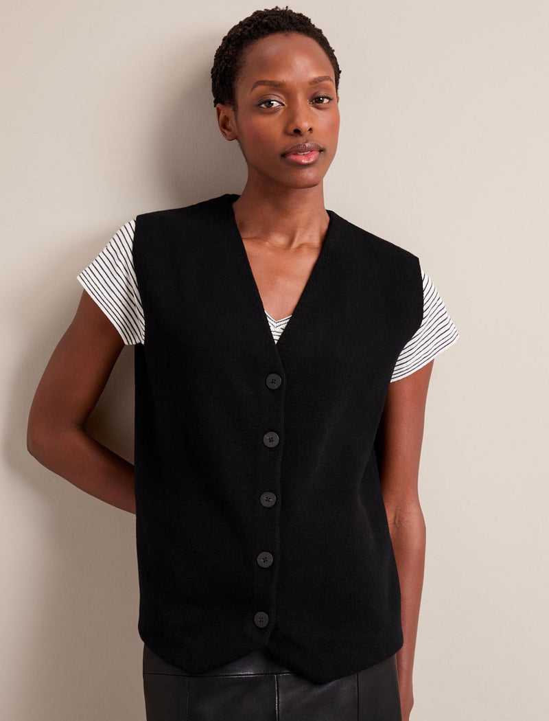 Waverly Longline Knitted Waistcoat - Black