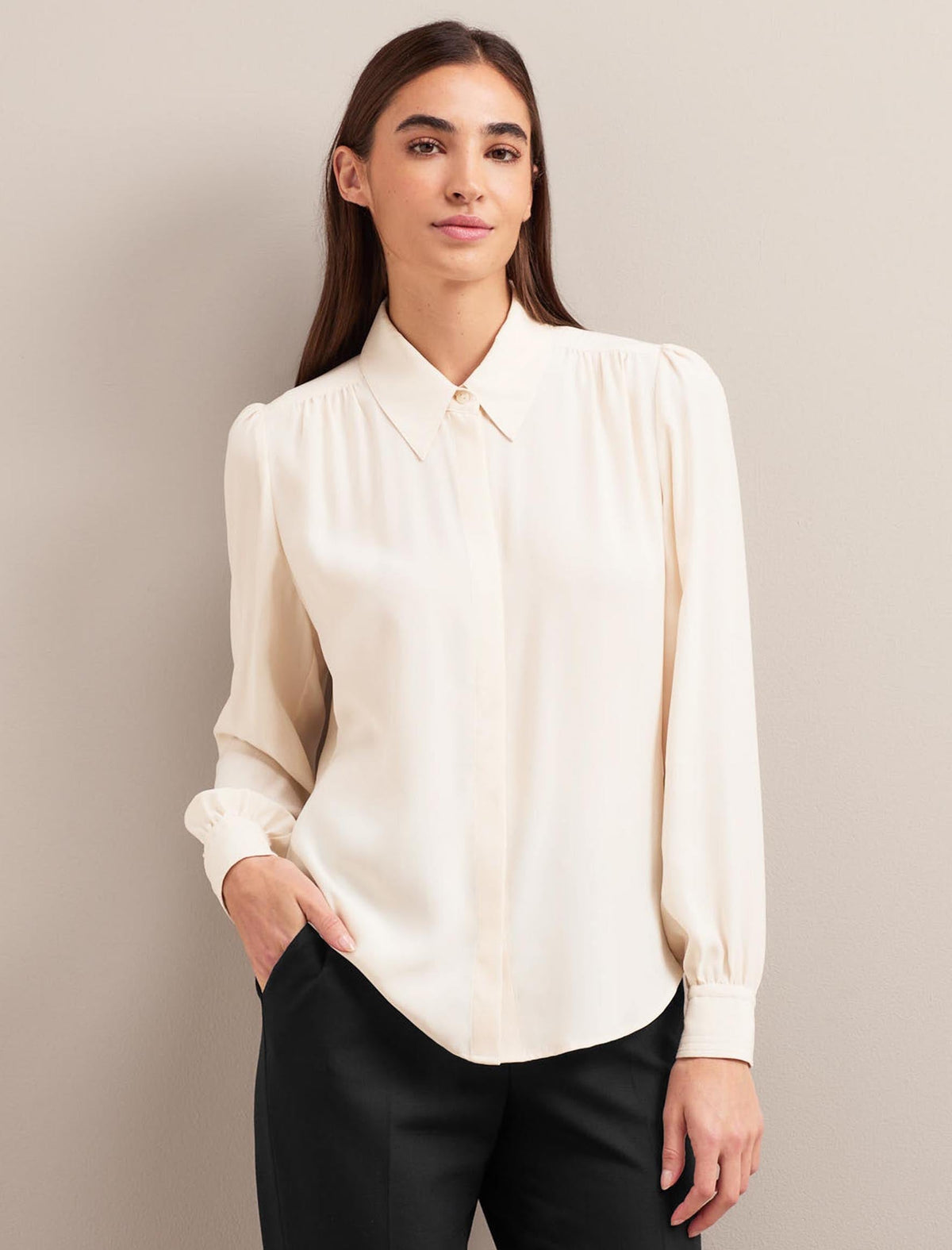 Ecru Silk Shirt EN24SH060104