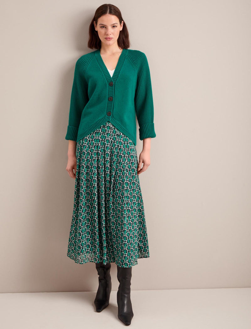 Zinnia Maxi Skirt - Green Shell Geo Print