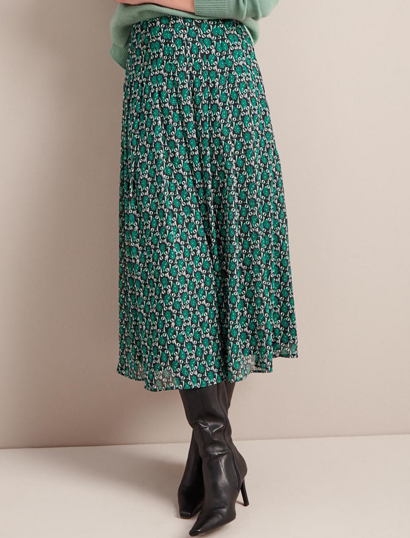 Zinnia Maxi Skirt - Green Shell Geo Print