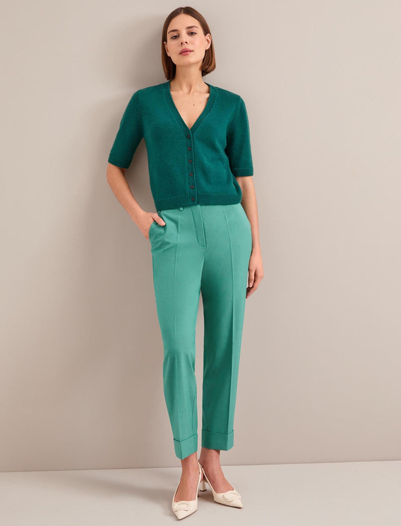 Clement New Wool Easy Waist Turn Up Trouser - Mint Green