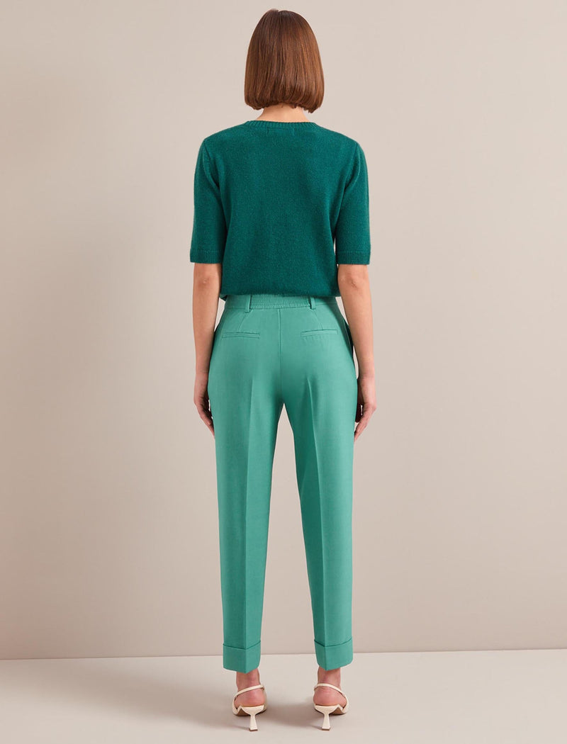 Clement New Wool Easy Waist Turn Up Trouser - Mint Green