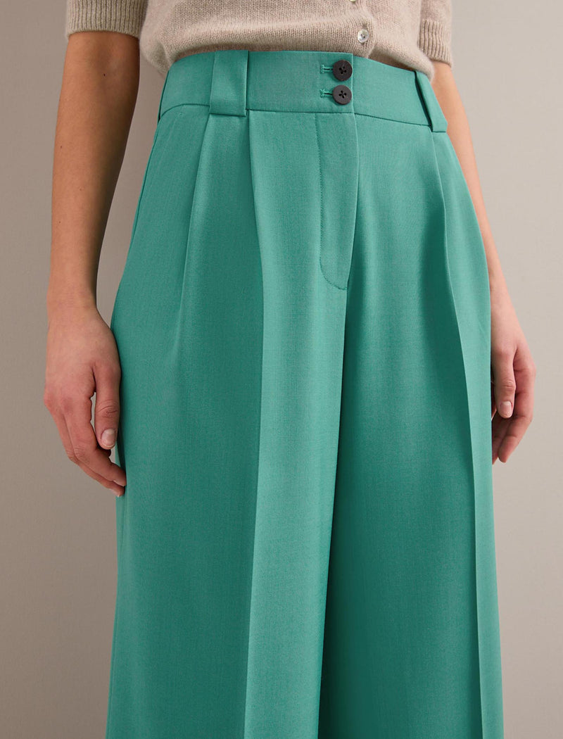 Margot New Wool Wide Leg Trouser - Mint Green