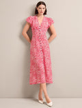 Leila Silk Maxi Dress - Red Camo Pansy Print