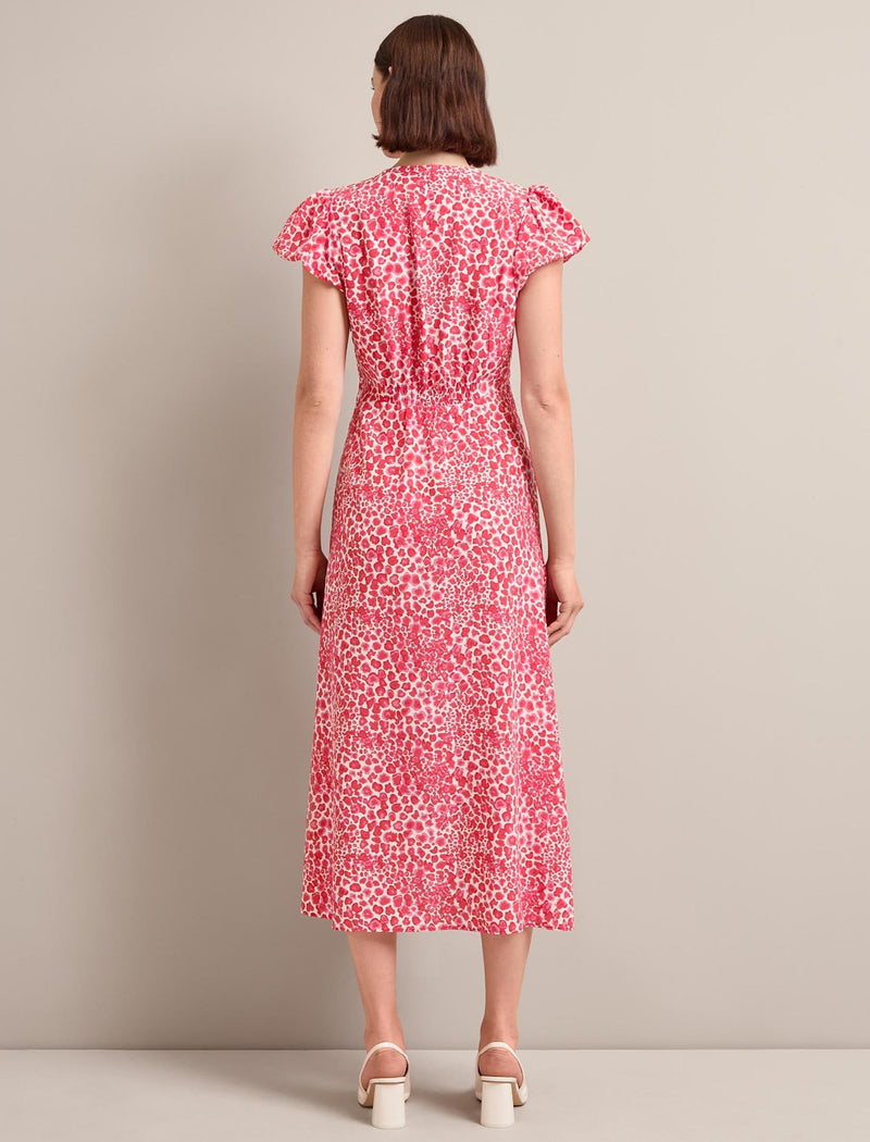 Leila Silk Maxi Dress - Red Camo Pansy Print