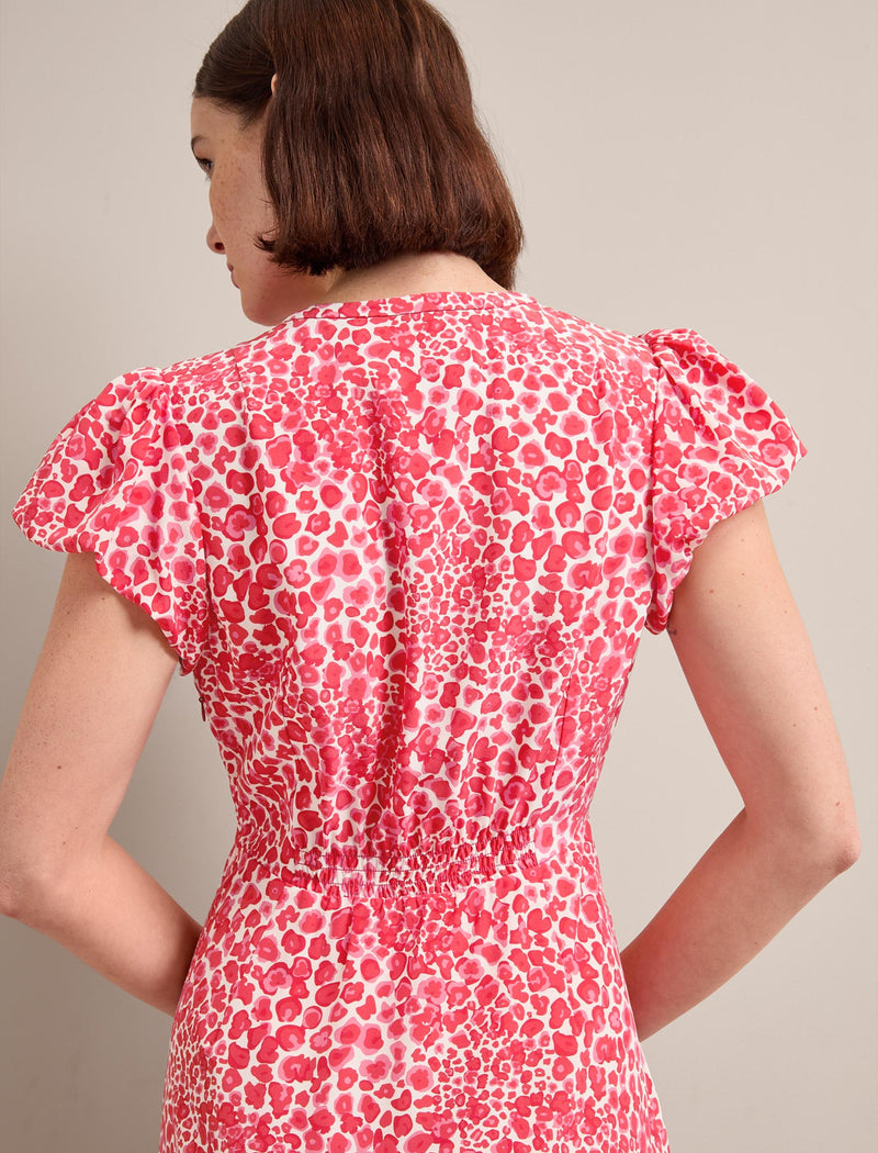 Leila Silk Maxi Dress - Red Camo Pansy Print