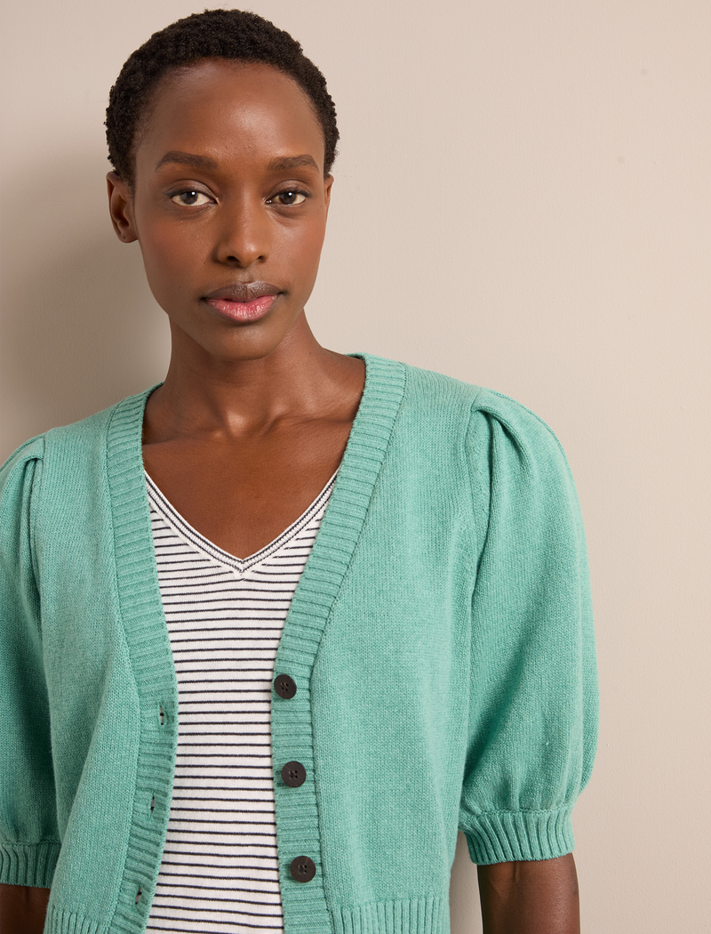 Amalie Linen Blend Cardigan - Sea Green