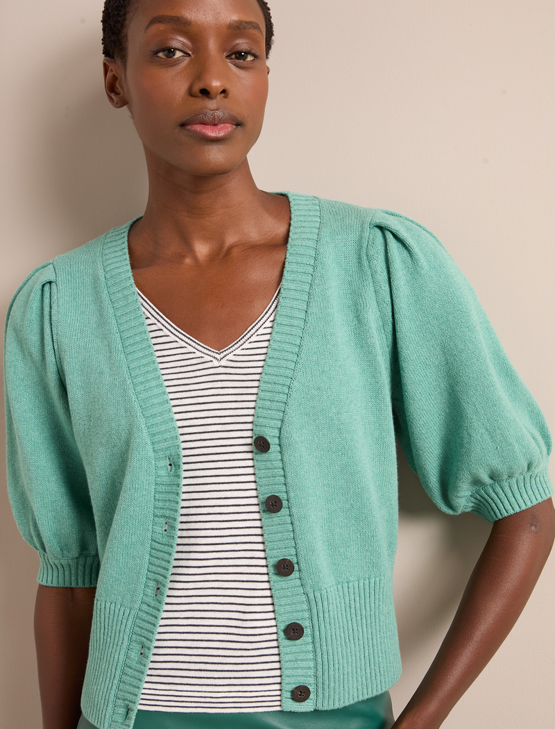 Amalie Linen Blend Cardigan - Sea Green