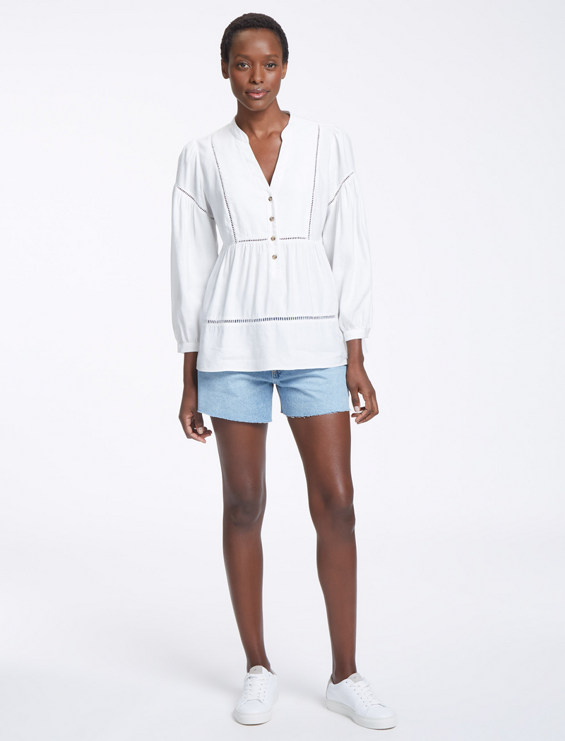 Callie Linen Blend Shirt - White