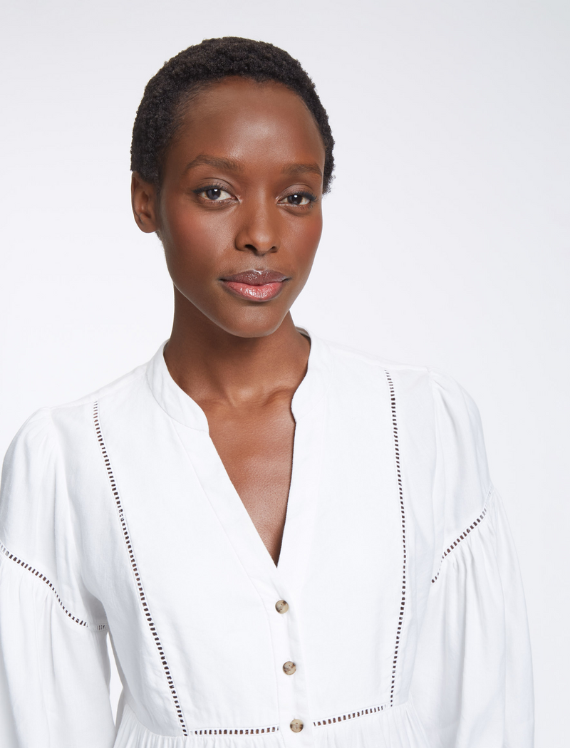 Callie Linen Blend Shirt - White