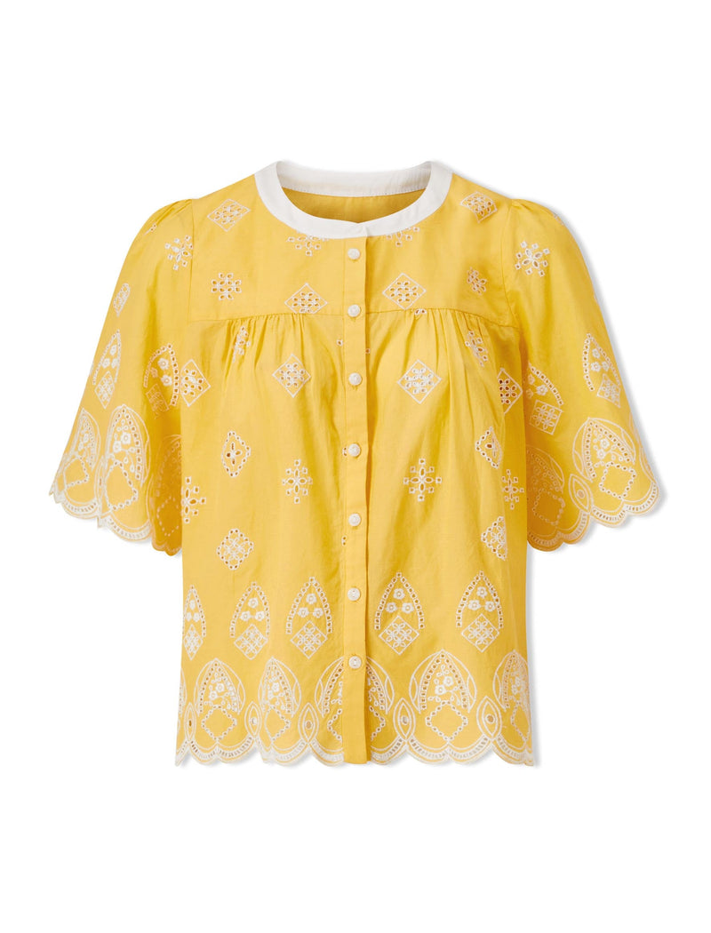 Bonnie Organic Cotton Blouse - Yellow White