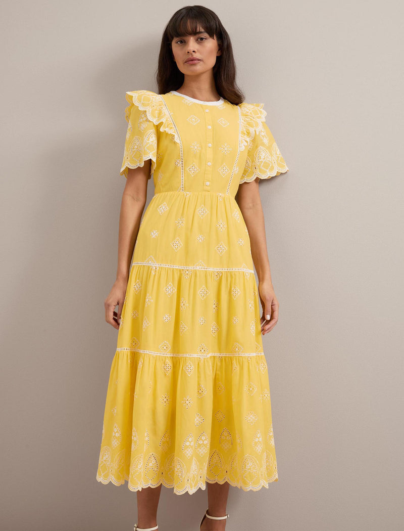 Alana Organic Cotton Maxi Dress - Yellow White
