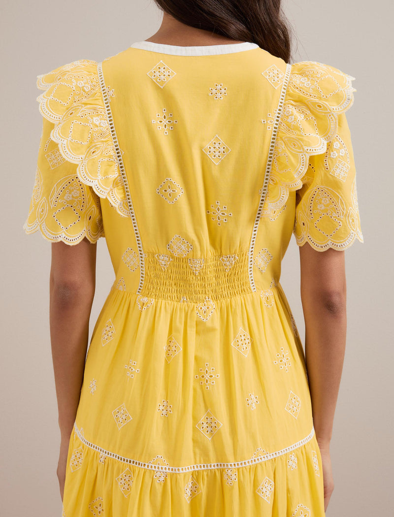 Alana Organic Cotton Maxi Dress - Yellow White