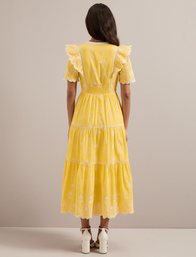 Alana Organic Cotton Maxi Dress - Yellow White