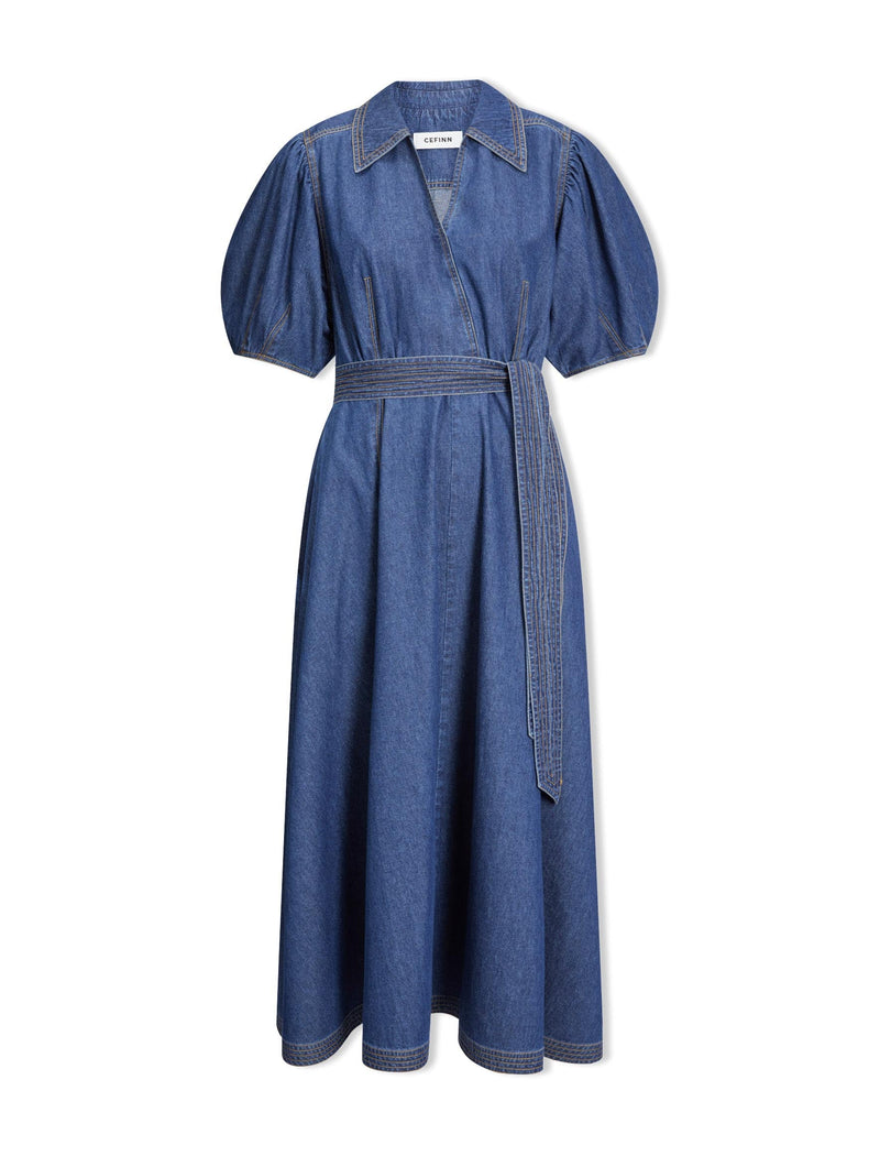 Wren Denim Maxi Dress - Light Blue