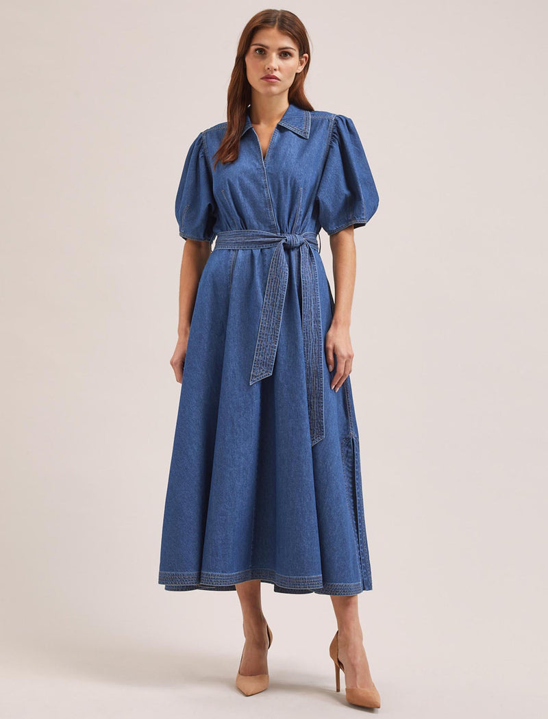 Wren Denim Maxi Dress - Light Blue