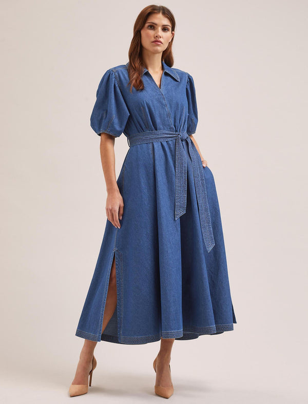 Wren Denim Maxi Dress - Light Blue