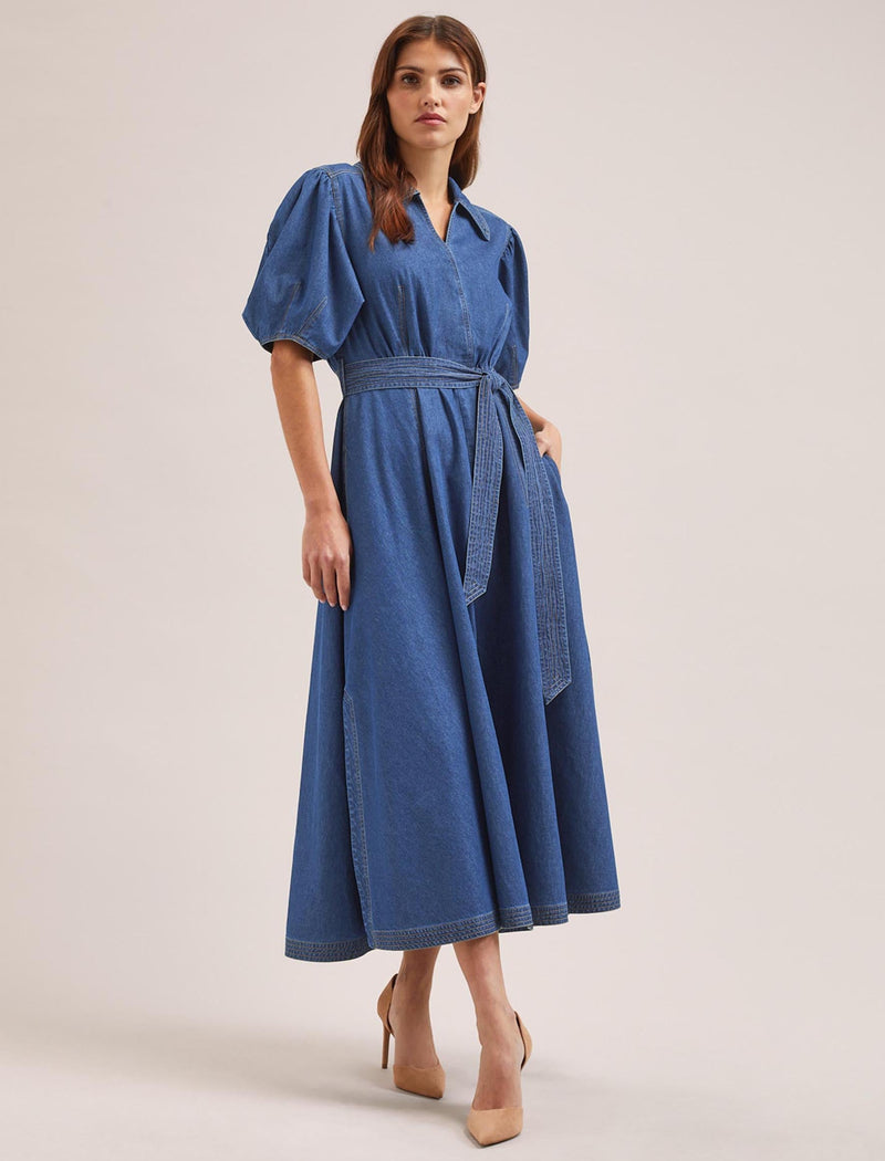 Wren Denim Maxi Dress - Light Blue