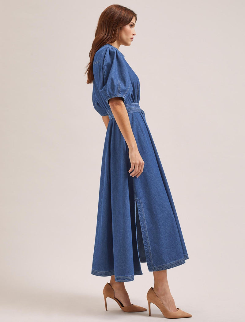 Wren Denim Maxi Dress - Light Blue