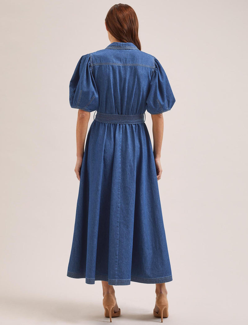 Wren Denim Maxi Dress - Light Blue