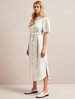 Lyra Techni Linen Maxi Shirt Dress - Cream