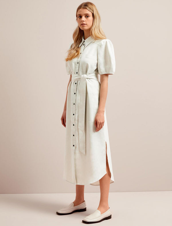 Lyra Techni Linen Maxi Shirt Dress - Cream
