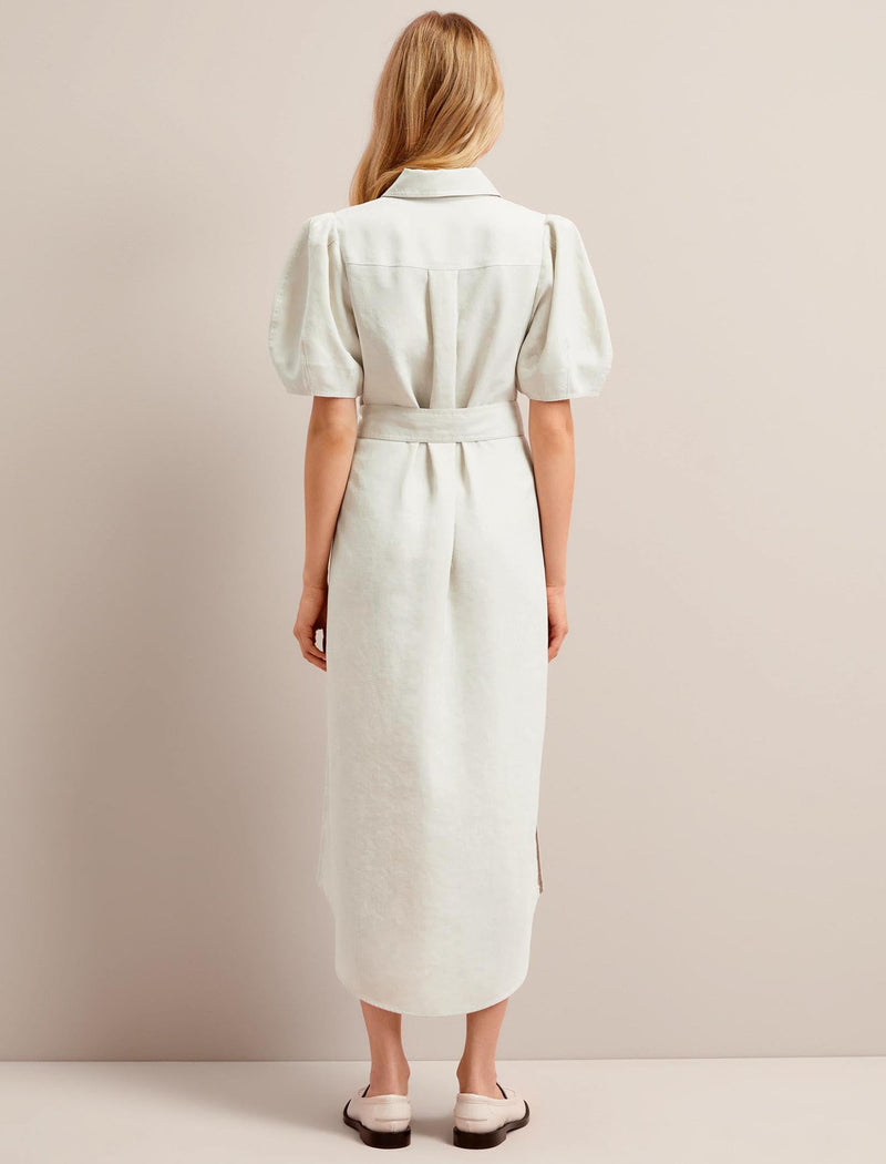 Lyra Techni Linen Maxi Shirt Dress - Cream