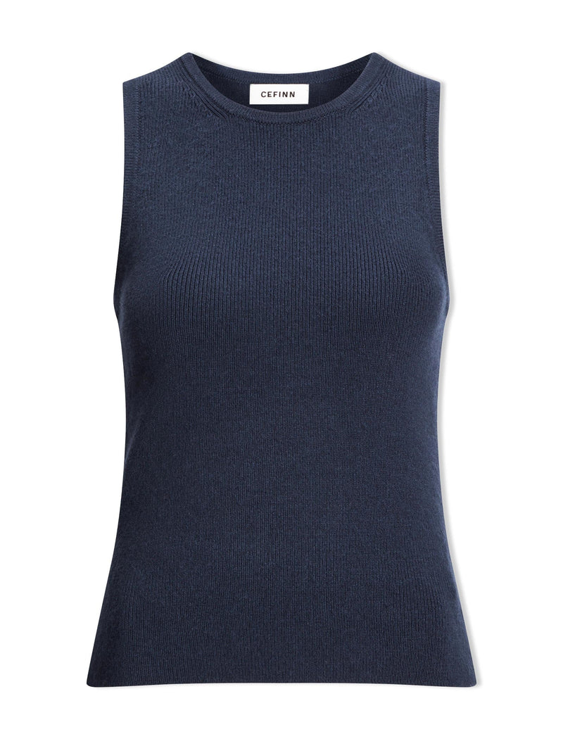Tammy Cotton Blend Vest - Navy