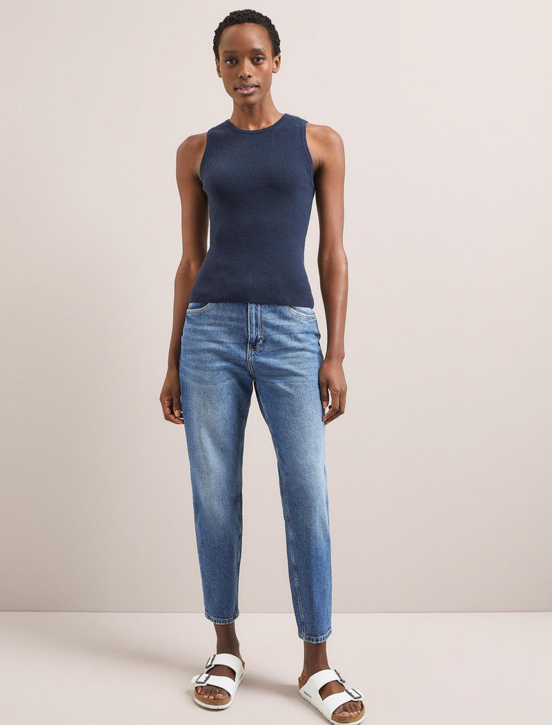 Tammy Cotton Blend Vest - Navy