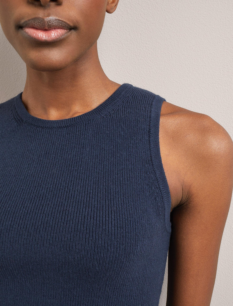 Tammy Cotton Blend Vest - Navy