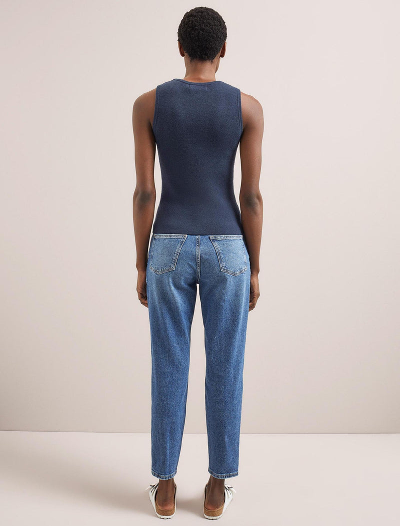 Tammy Cotton Blend Vest - Navy