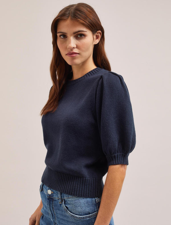 Amalie Linen Blend Jumper - Navy