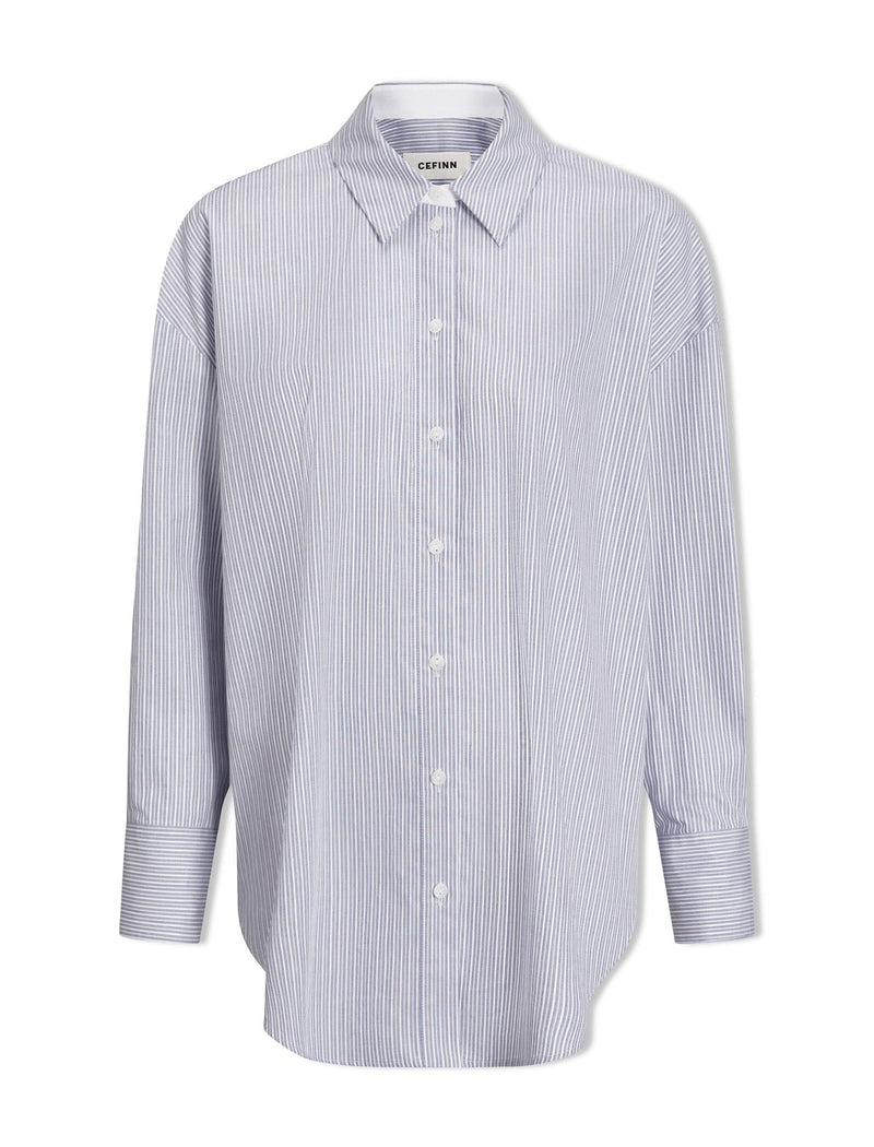 Sammy Organic Cotton Shirt - Blue White Stripe