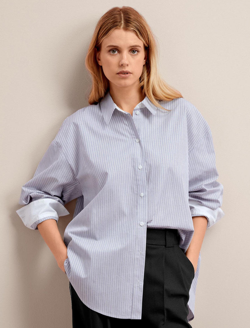 Sammy Organic Cotton Shirt - Blue White Stripe