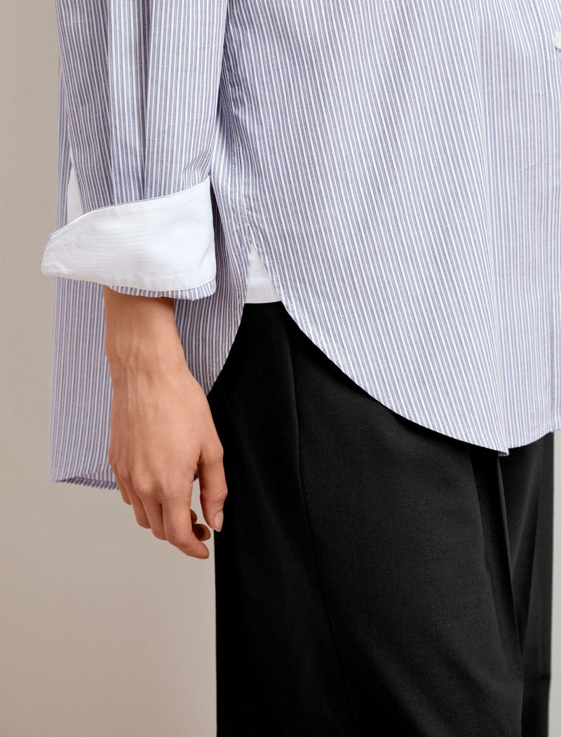Sammy Organic Cotton Shirt - Blue White Stripe