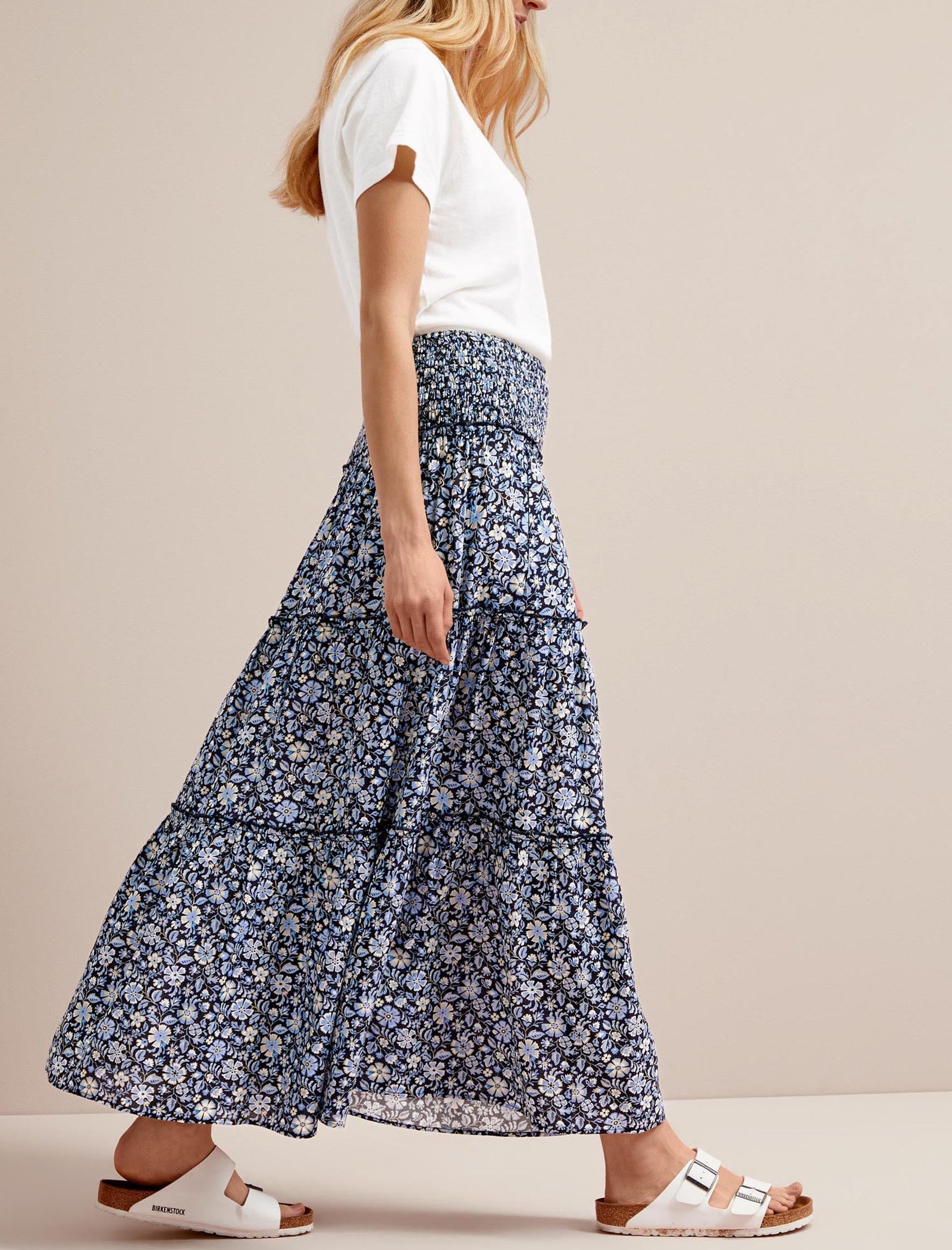 Kira Cotton Voile Tiered Maxi Skirt with Shirred Waist Kira Cotton Voile Tiered Maxi Skirt with Shirred Waist